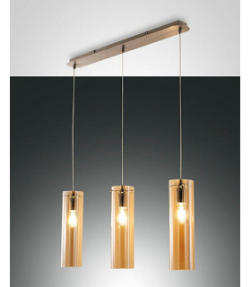 Sintesi Straight Bar Pendant Ceiling Light Amber Glass E27-1