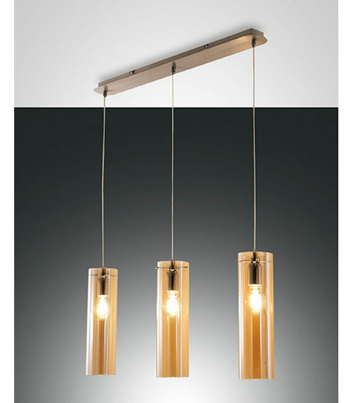 Sintesi Straight Bar Pendant Ceiling Light Amber Glass E27-1