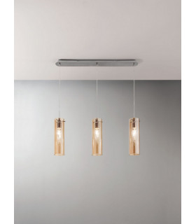 Sintesi Straight Bar Pendant Ceiling Light Amber Glass E27-2