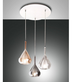 Lila Cluster Pendant Ceiling Light Amber Grey And Transparent Glass E27-1