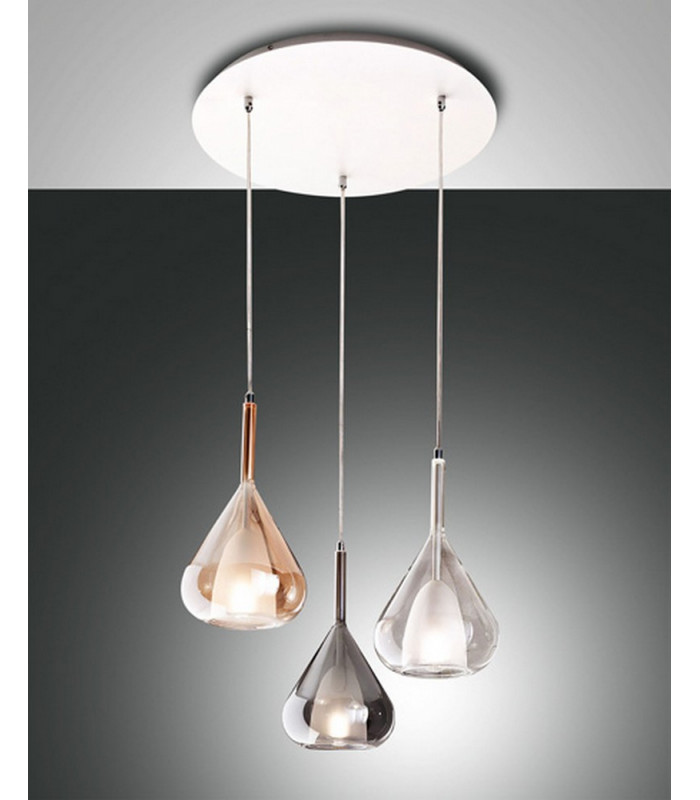 Lila Cluster Pendant Ceiling Light Amber Grey And Transparent Glass E27-1