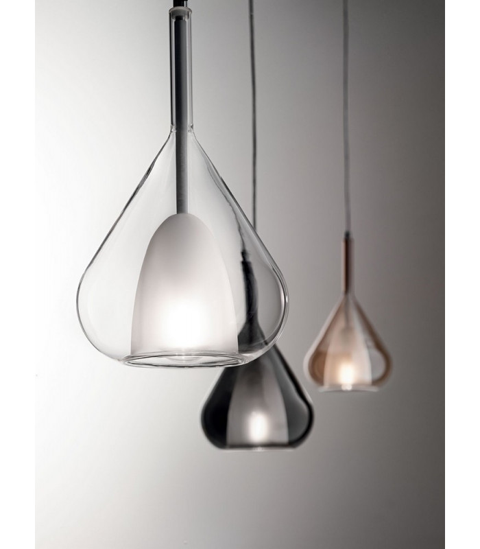 Lila Cluster Pendant Ceiling Light Amber Grey And Transparent Glass E27-3