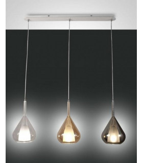 Lila Straight Bar Pendant Ceiling Light Amber Grey And Transparent Glass E27-1