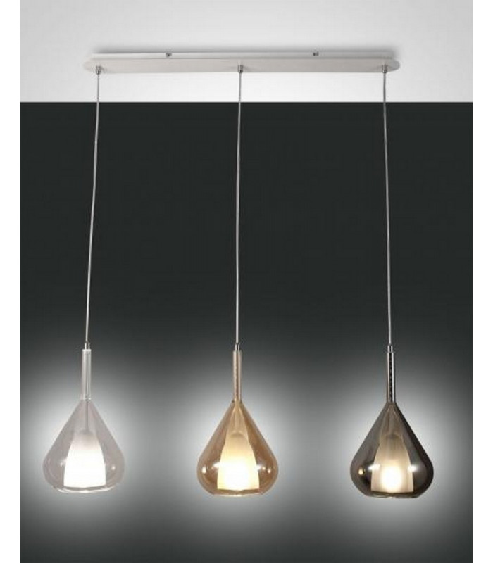 Lila Straight Bar Pendant Ceiling Light Amber Grey And Transparent Glass E27-1