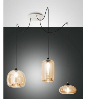 Fiona Cluster Pendant Ceiling Light Amber Glass E27-1
