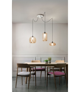 Fiona Cluster Pendant Ceiling Light Amber Glass E27-2