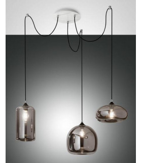 Fiona Cluster Pendant Ceiling Light Transparent Grey Glass E27-1
