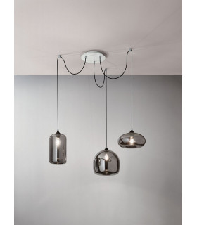 Fiona Cluster Pendant Ceiling Light Transparent Grey Glass E27-2