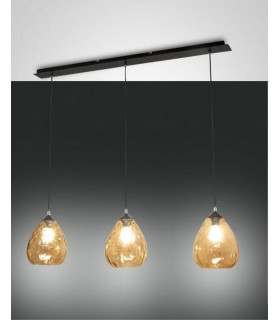 Gisella Straight Bar Pendant Ceiling Light Amber Glass E27-1