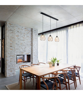 Gisella Straight Bar Pendant Ceiling Light Amber Glass E27-2