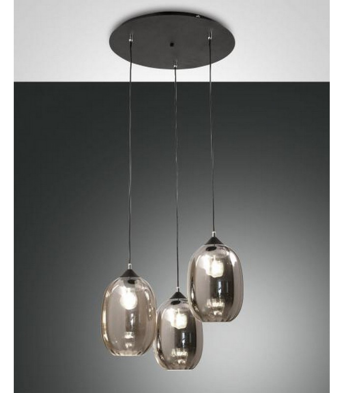 Infinity Cluster Pendant Ceiling Light Transparent Grey Glass E27-1