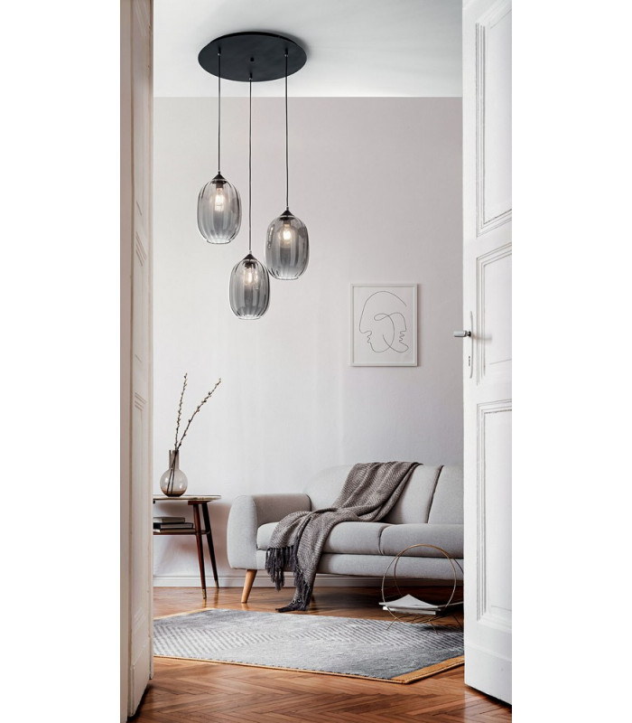Infinity Cluster Pendant Ceiling Light Transparent Grey Glass E27-2