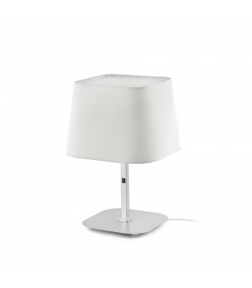 1 Light Table Lamp White, Matt Nickel with White Shade, E27 - 1