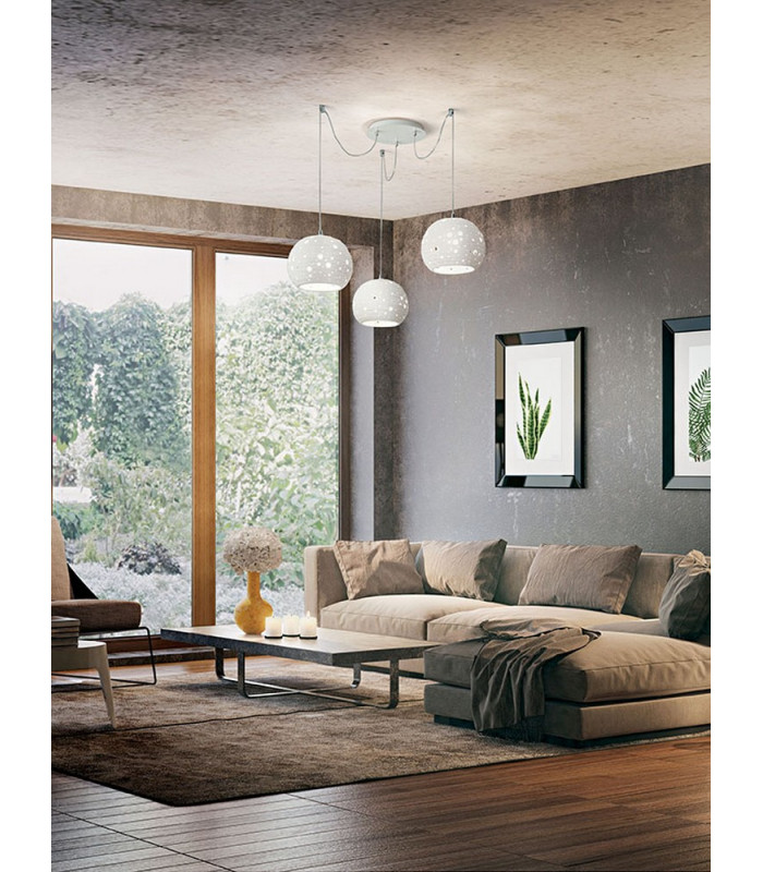 Corvara Cluster Pendant Ceiling Light White Glass E27-2