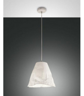 Crumple Dome Pendant Ceiling Lights White Glass E27-1