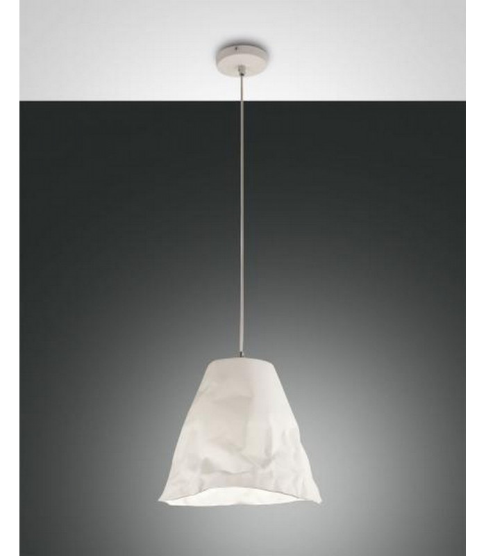 Crumple Dome Pendant Ceiling Lights White Glass E27-1