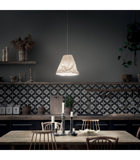 Crumple Dome Pendant Ceiling Lights White Glass E27-2