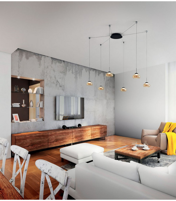 Arabella LED Cluster Pendant Ceiling Light Amber Glass-2