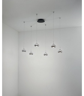 Arabella LED Cluster Pendant Ceiling Light Transparent Grey Glass-2