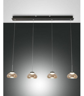 Arabella LED Straight Bar Pendant Ceiling Light Amber Glass-1