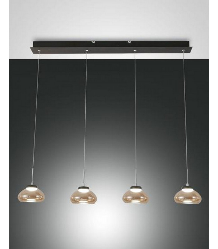 Arabella LED Straight Bar Pendant Ceiling Light Amber Glass-1