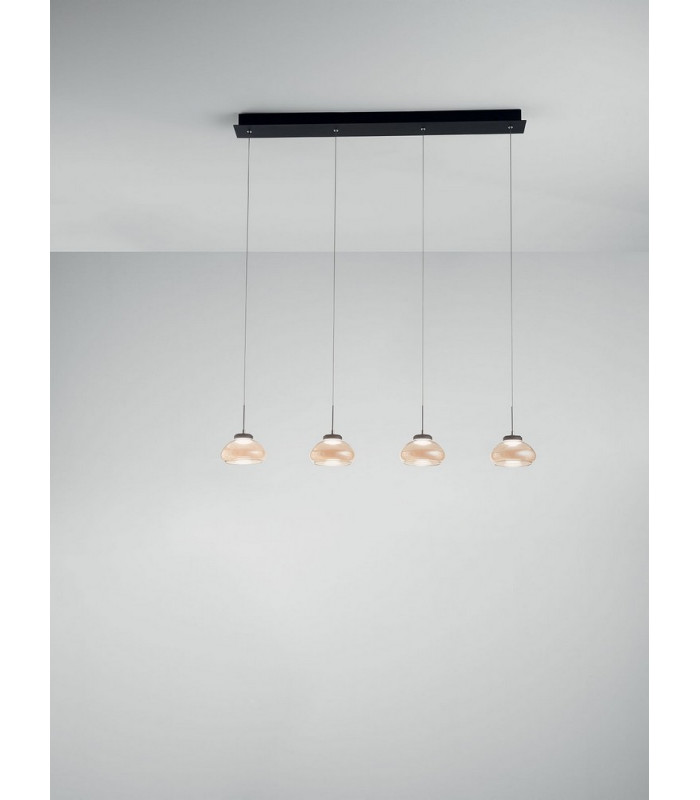 Arabella LED Straight Bar Pendant Ceiling Light Amber Glass-2