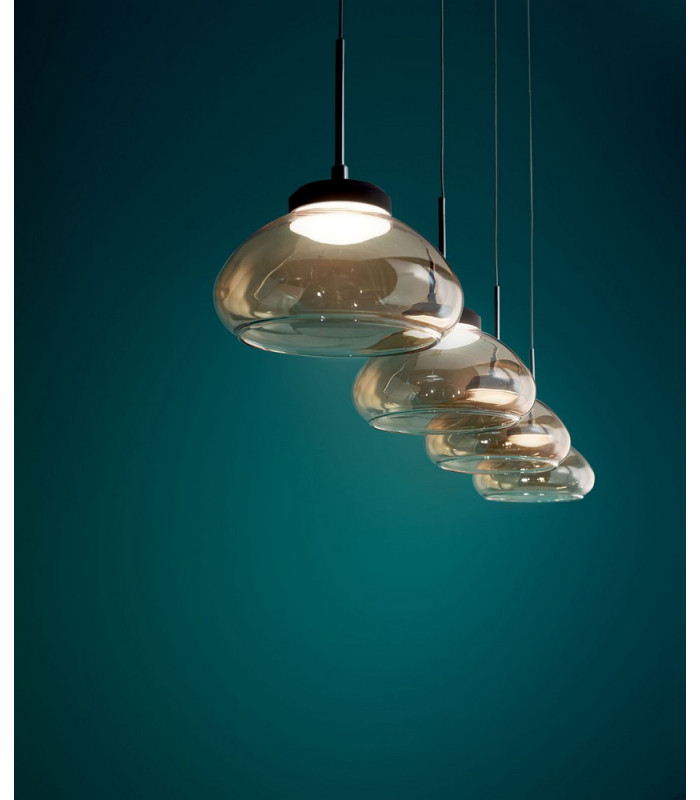 Arabella LED Straight Bar Pendant Ceiling Light Amber Glass-3