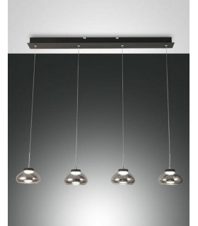 Arabella LED Straight Bar Pendant Ceiling Light Transparent Grey Glass-1