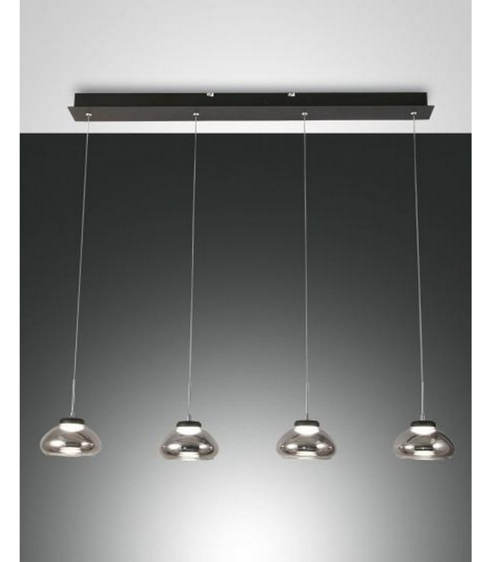 Arabella LED Straight Bar Pendant Ceiling Light Transparent Grey Glass-1