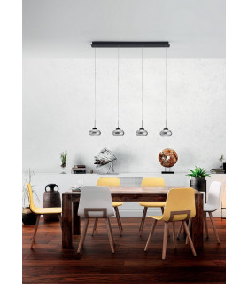 Arabella LED Straight Bar Pendant Ceiling Light Transparent Grey Glass-2
