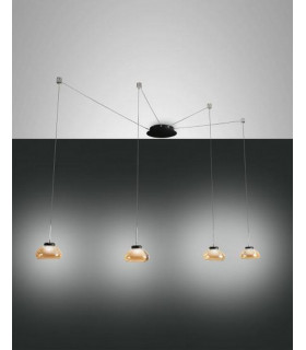 Arabella LED Cluster Pendant Ceiling Light Amber Glass-1