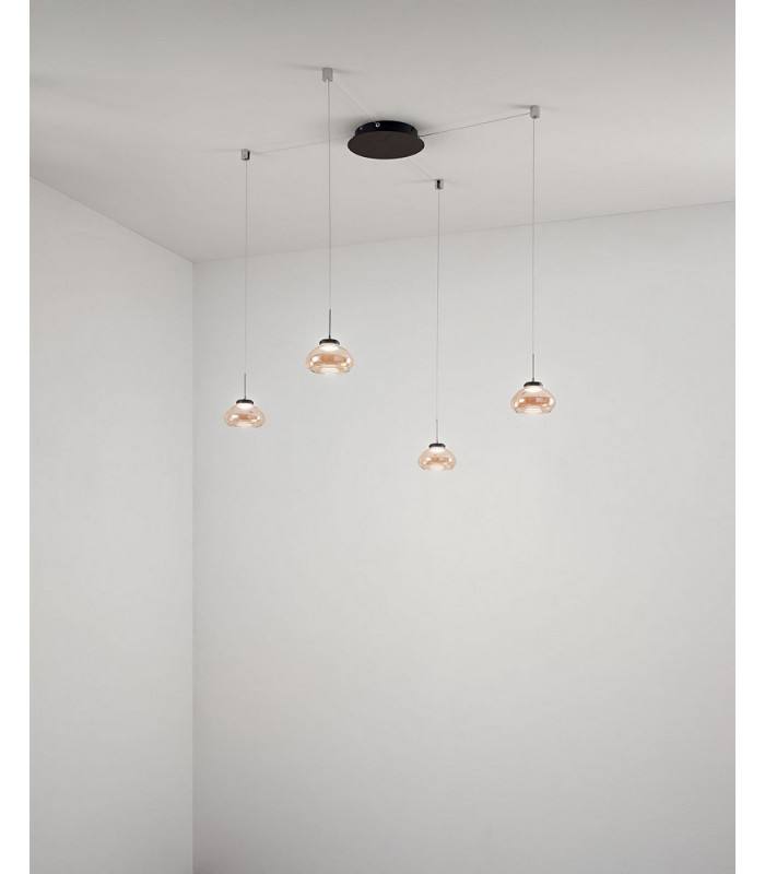Arabella LED Cluster Pendant Ceiling Light Amber Glass-2