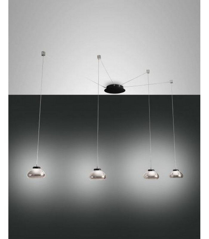 Arabella LED Cluster Pendant Ceiling Light Transparent Grey Glass-1