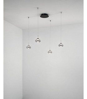 Arabella LED Cluster Pendant Ceiling Light Transparent Grey Glass-2