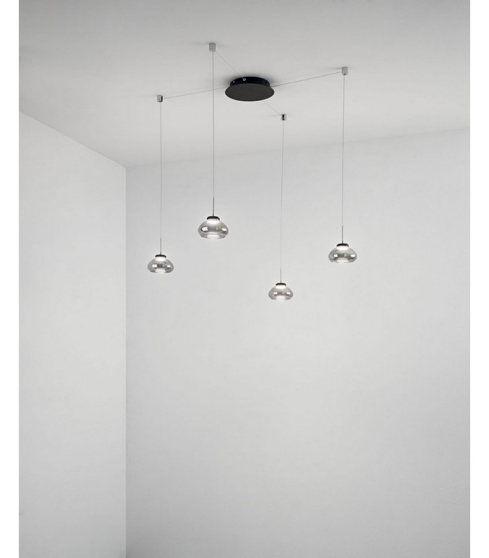 Arabella LED Cluster Pendant Ceiling Light Transparent Grey Glass-2