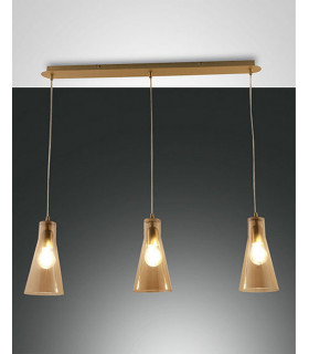 Dafne Straight Bar Pendant Ceiling Light Amber Glass E27-1