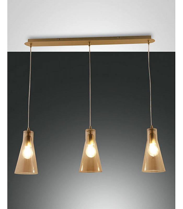 Dafne Straight Bar Pendant Ceiling Light Amber Glass E27-1