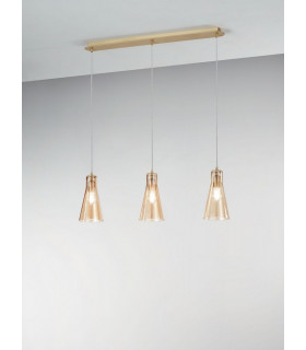 Dafne Straight Bar Pendant Ceiling Light Amber Glass E27-2