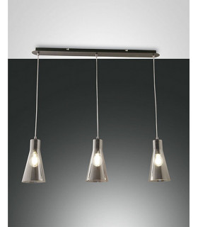 Dafne Straight Bar Pendant Ceiling Light Transparent Grey Glass E27-1