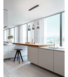 Dafne Straight Bar Pendant Ceiling Light Transparent Grey Glass E27-2
