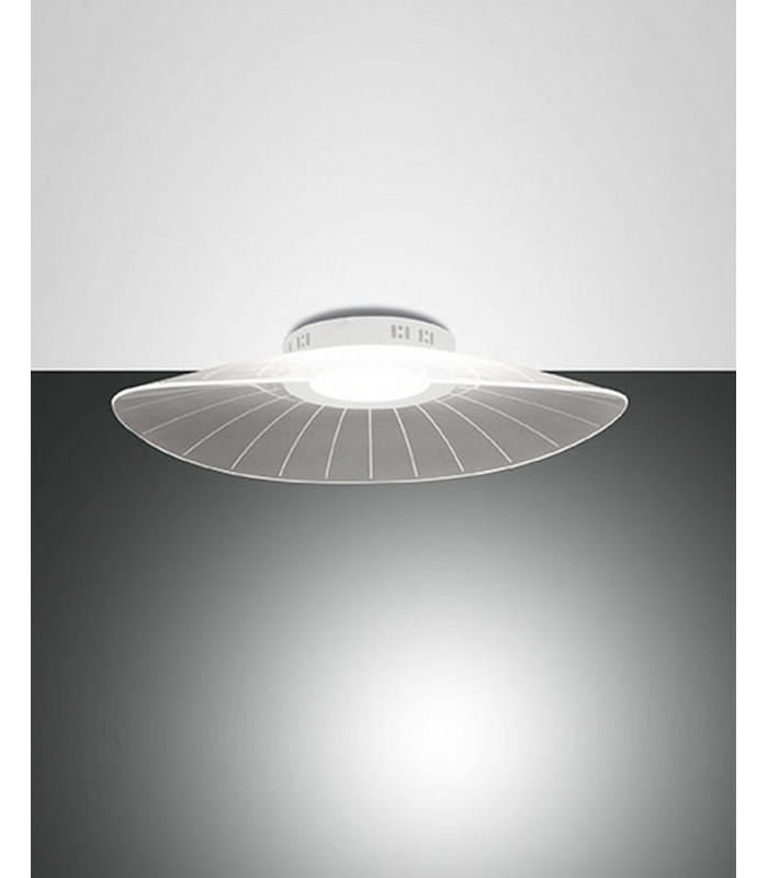 Vela Integrated LED Semi Flush Light White Glass