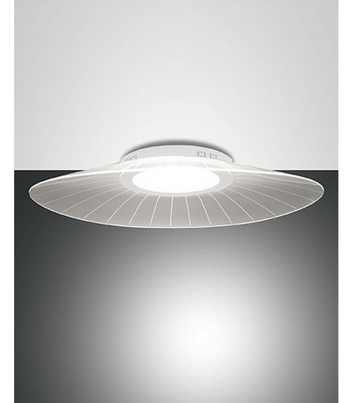 Vela Integrated LED Semi Flush Light White Glass