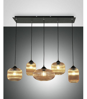 Gillis Cluster Pendant Ceiling Light Amber Glass E27-1