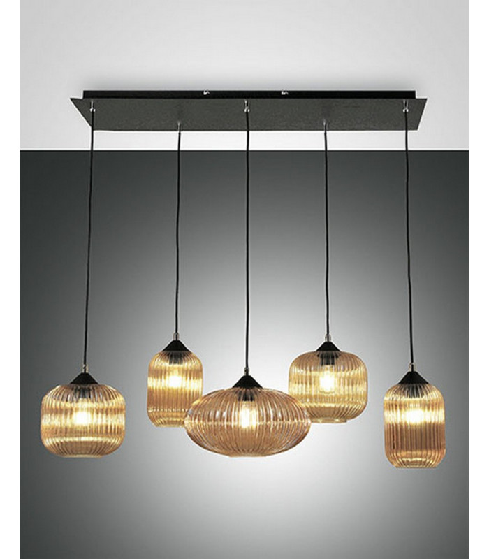 Gillis Cluster Pendant Ceiling Light Amber Glass E27-1