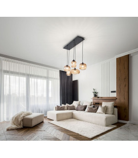 Gillis Cluster Pendant Ceiling Light Amber Glass E27-2