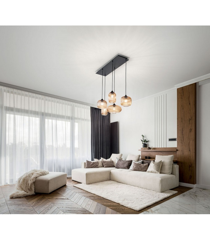 Gillis Cluster Pendant Ceiling Light Amber Glass E27-2