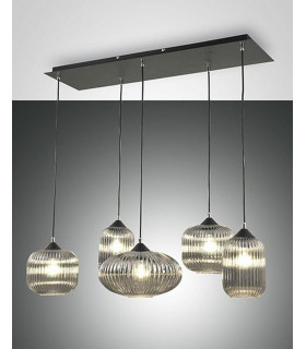 Gillis Cluster Pendant Ceiling Light Transparent Grey Glass E27-1