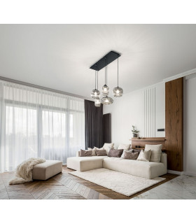 Gillis Cluster Pendant Ceiling Light Transparent Grey Glass E27-2