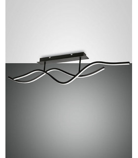 Sinuo Integrated LED Semi Flush Light Black Glass