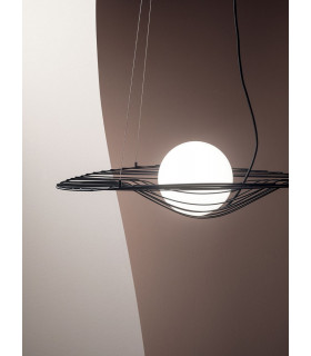 Homa Wire Frame Pendant Ceiling Light Black Glass E27-2